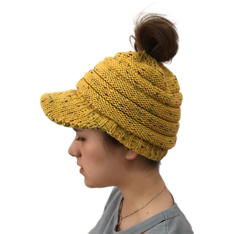 Beanie Rajut Kabel Chunky Trendi Topi Hangat Musim Dingin Wanita Topi Rajut Beanie Tebal dengan Visor