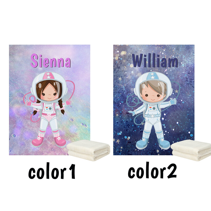Lvyziho espaço astronauta menina/menino cobertor personalizado crianças cobertor-30x40 /48x6 0/60x80 polegadas-velo cobertor