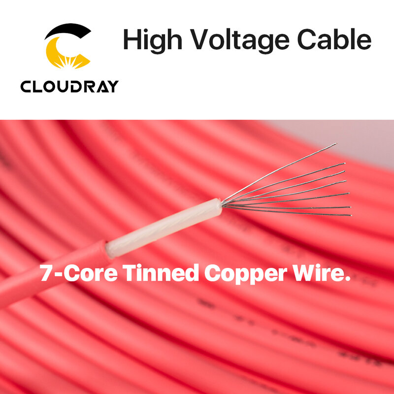 Cloudray-Cable de alto voltaje de 3 metros para fuente de alimentación láser CO2 y tubo láser, máquina de grabado y corte
