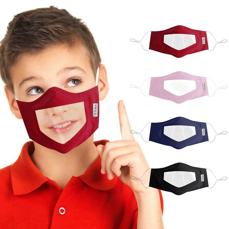 Crianças adulto m-a-s-k com janela clara expressão visível para os surdos e duros de trajes auditivos lenço reutilizável máscara facial