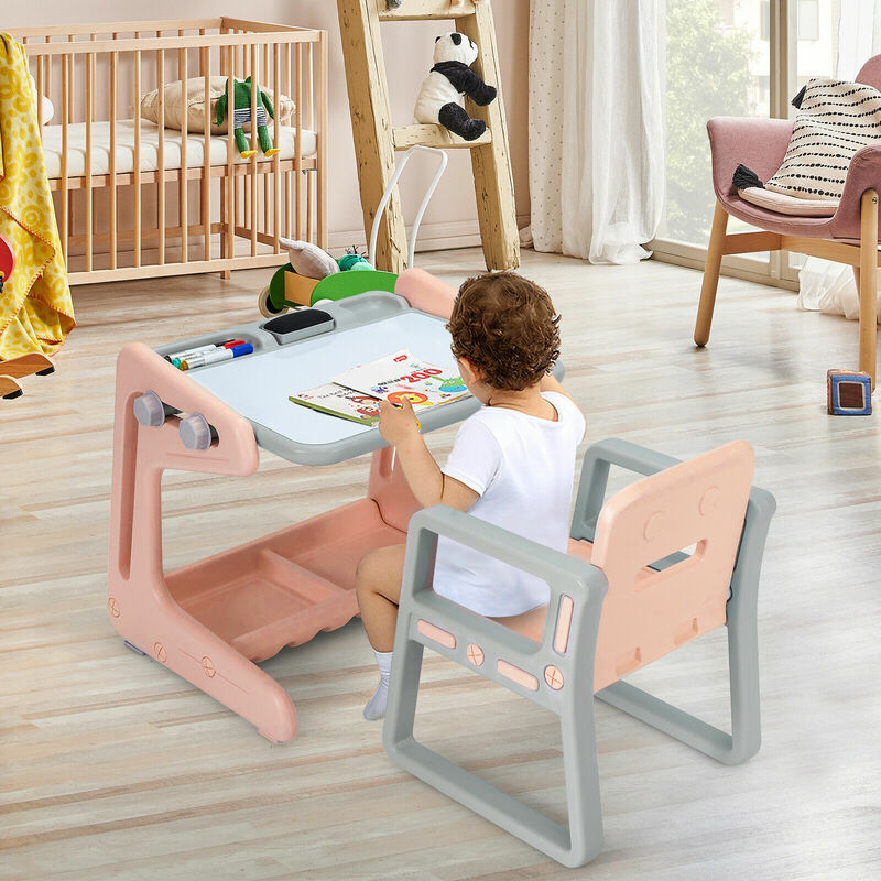 子供用2-in-1テーブルチェアセット,調整可能なアートペインティングボード,画材付きty327805