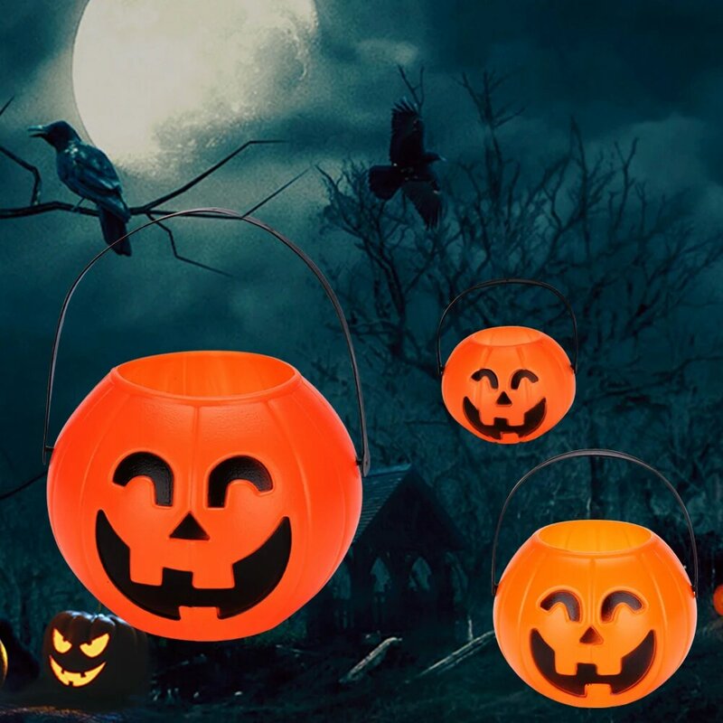 Halloween Permen Ember Labu Ember Tengkorak Penyihir Permen Pemegang Pot Halloween Anak Trik atau Memperlakukan Alat Peraga Halloween Pesta Kuali