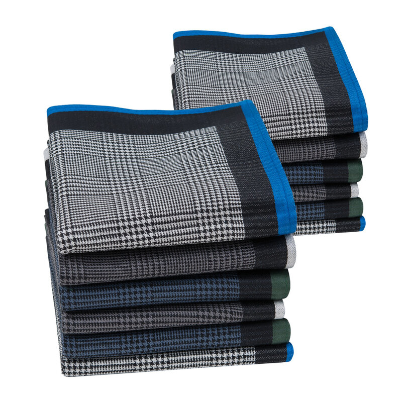 12 PCs Fashion Square Cotton Lattice Handkerchief For Men The New Year Gift For Gentlmen