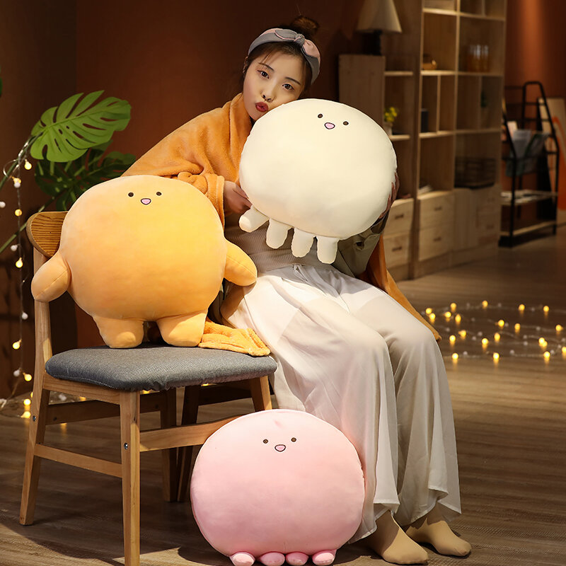 2021 40cm Kawaii Anime Fat Octopus Plush Toys Round Stuffed Soft Animal Cartoon Octopus Office Home Nap Pillow With Blanket Gift