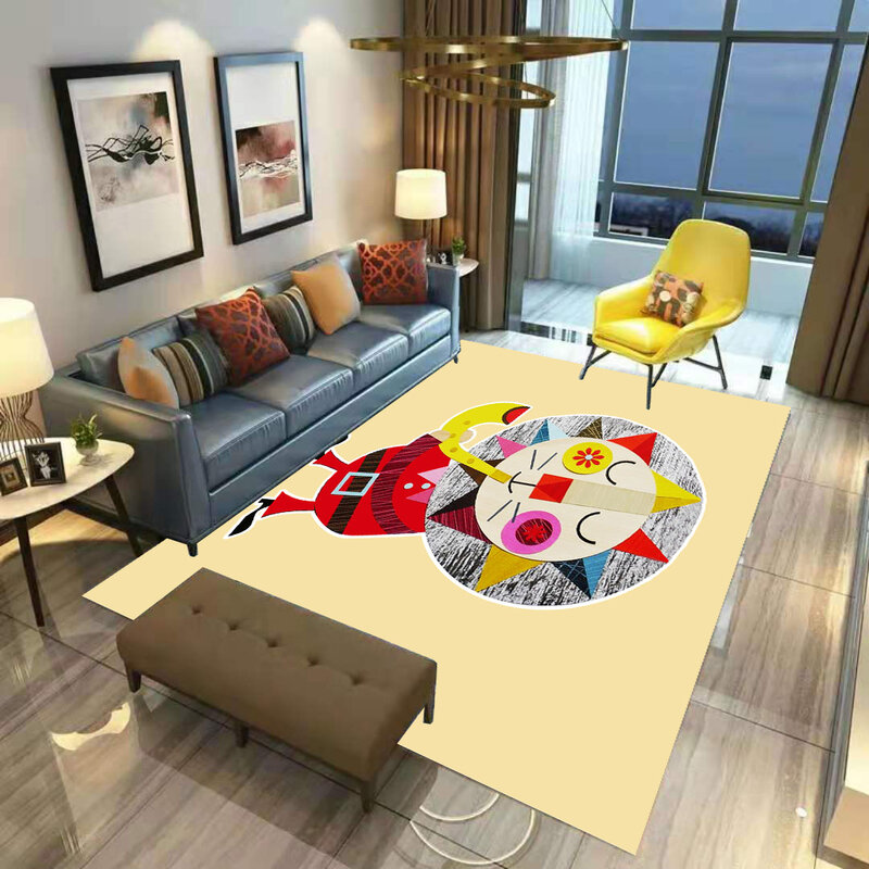 С забавным тигром Противоскользящий напольный коврик с 3D рисунком, нескользящий коврик, обеденная комната, гостиная, мягкий ковер, детский коврик 03