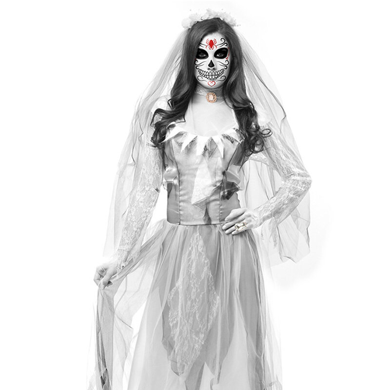 Женский маскарадный костюм на Хэллоуин, платье для невесты с изображением призрака ужаса мертвого трупа зомби