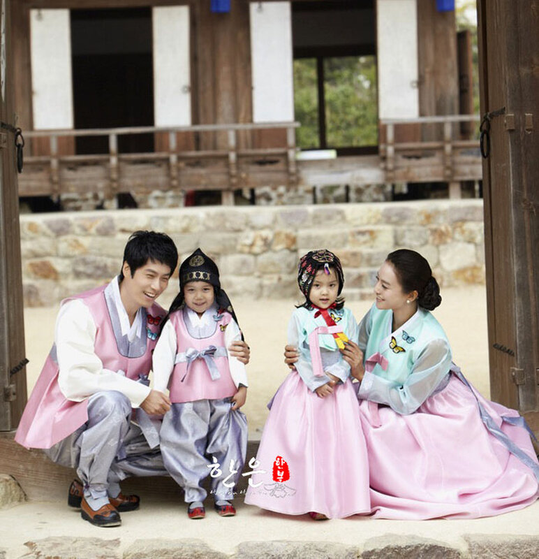 La corea del sud ha importato tessuto di fascia alta/ultimo vestito/Costume nazionale coreano/vestito 4 pezzi