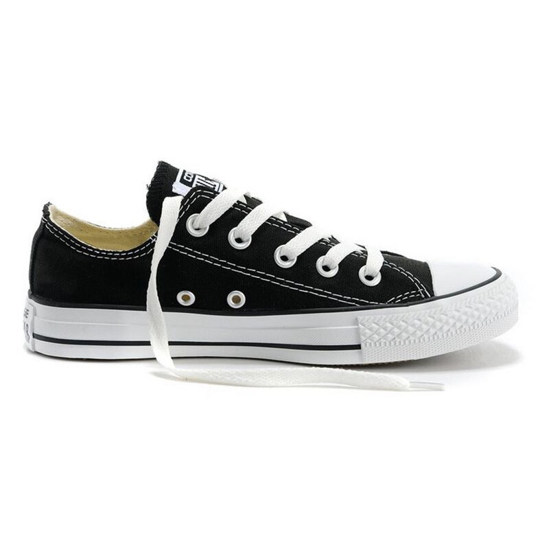 Original autêntico converse all star clássico unissex skateboarding sapatos de baixo-topo rendas calçado de lona preto e branco 101001