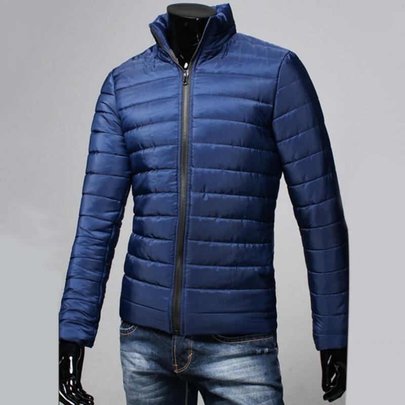 Jaqueta de inverno bolsos pele-amigável confortável cor sólida fino masculino blusão casaco masculino para trabalhar