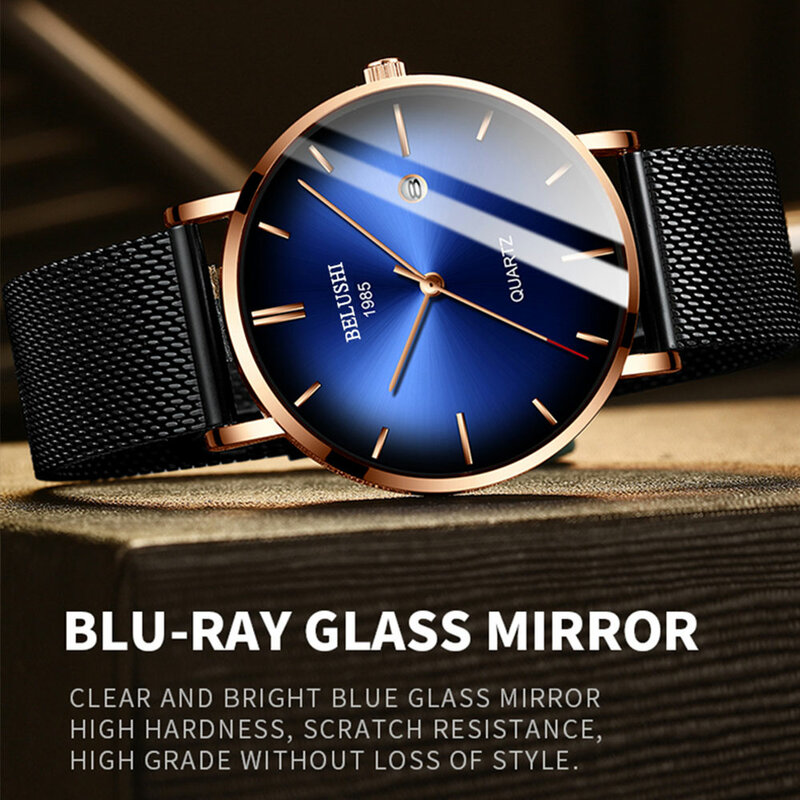 2019 nova moda relógio masculino à prova dwaterproof água pulseira de couro data quartzo casual relógio de negócios masculino marca superior belushi relogio masculino
