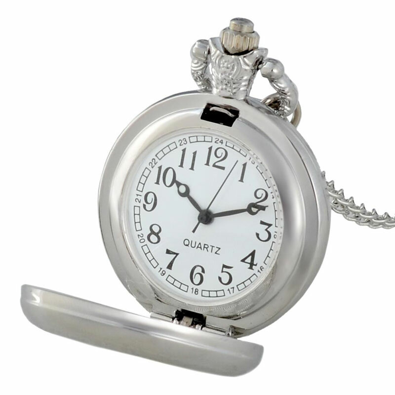 Relógio de bolso de quartzo para homens e mulheres, prata, clássico, muçulmano, data, colar pendente, relógio de horas, prendas vintage, alta qualidade