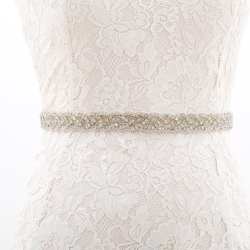 SESTHFAR With Rhinestones Belt Handmade Wedding Dresses Belt Marriage Bridal Ribbion Belts Sash For Dresses Accessories