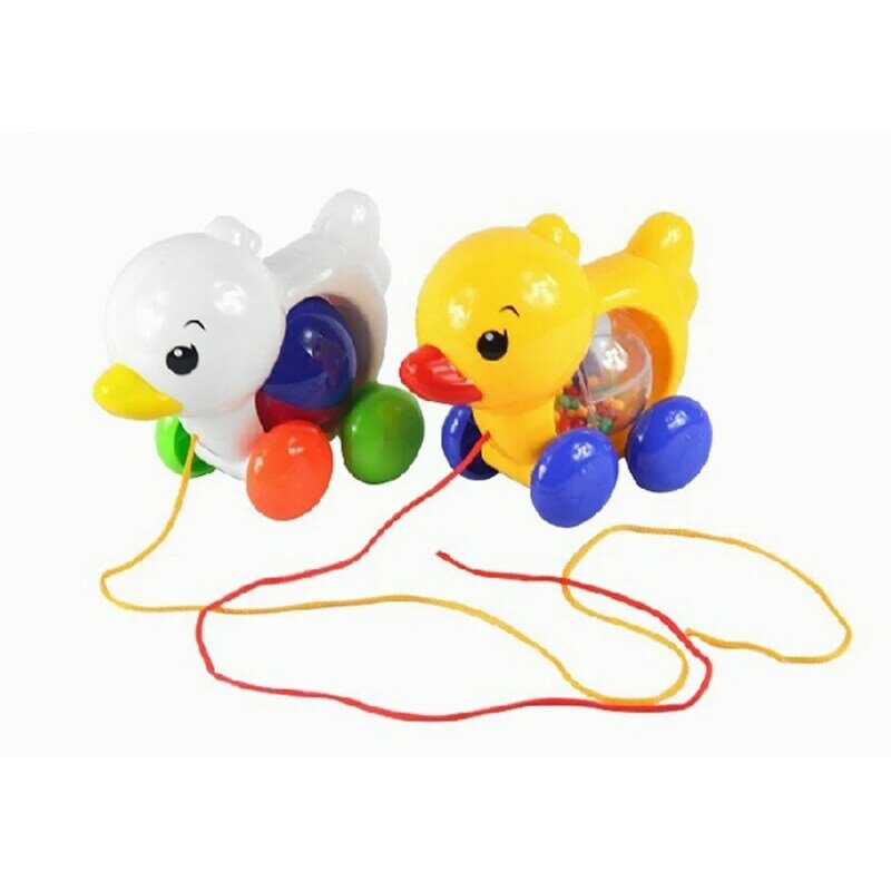 Clássico crianças cordão pato carro corda brinquedo engraçado modelo de plástico rustle suave durável brinquedos para a criança crianças presente aniversário do bebê