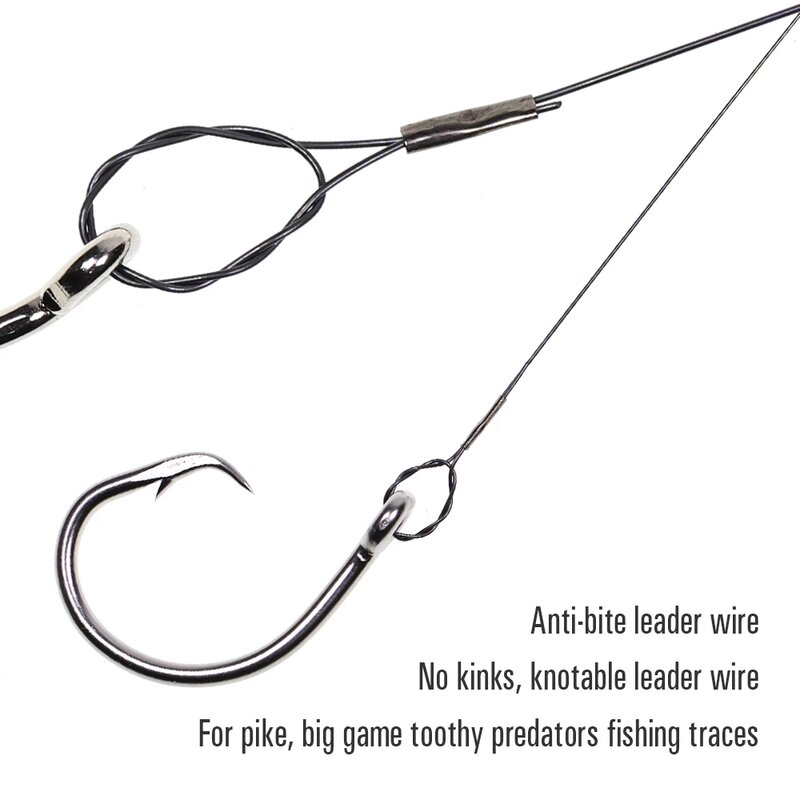 Wifreo 15ft/4.6m No Kink Titanium Leader Line Saltwater Pike Fishing Leaders / Trace Fly Tying Wiggle Tail Link Wire