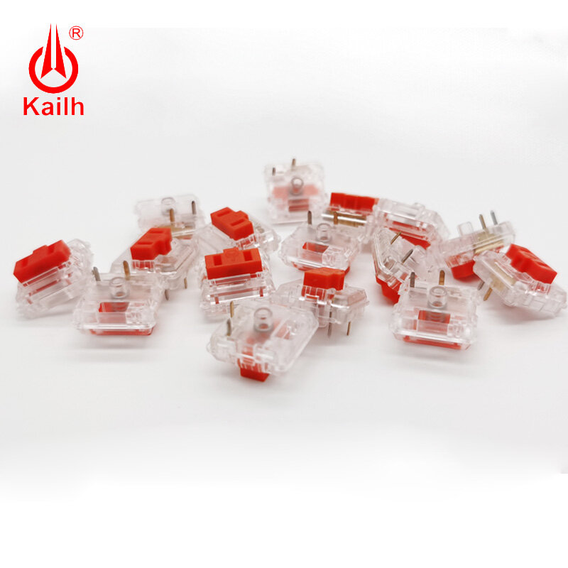 Kailh Choc interruptor de cristal rojo, interruptor de perfil bajo, Teclado mecánico de Chocolate, RGB, SMD, vástago rojo, lineal, sensación de mano
