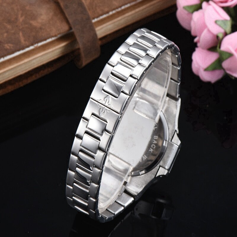 Patek-philippe-luksusowej marki kobiet kwarcowe zegarki mężczyźni zegarek ze stali nierdzewnej stalowy pasek zegarek klasyczny zegarek prezent 620 zamówień