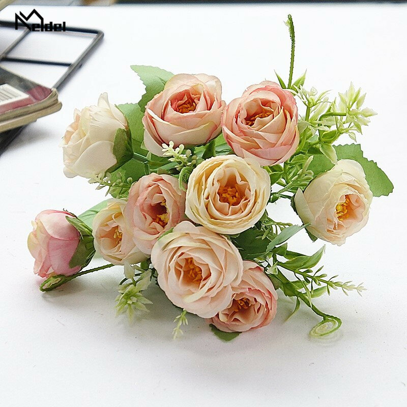 Искусственные пионы, свадебный букет, цветы гортензии, 10 головок, белая фиолетовая Шелковая Роза, цветок, свадебное украшение, букет невесты