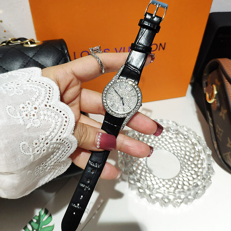 완전 크리스탈 라인 석 여성 시계 쿼츠 패션 최고 브랜드 럭셔리 숙녀 시계 여성을위한 원래 브랜드 손목 시계