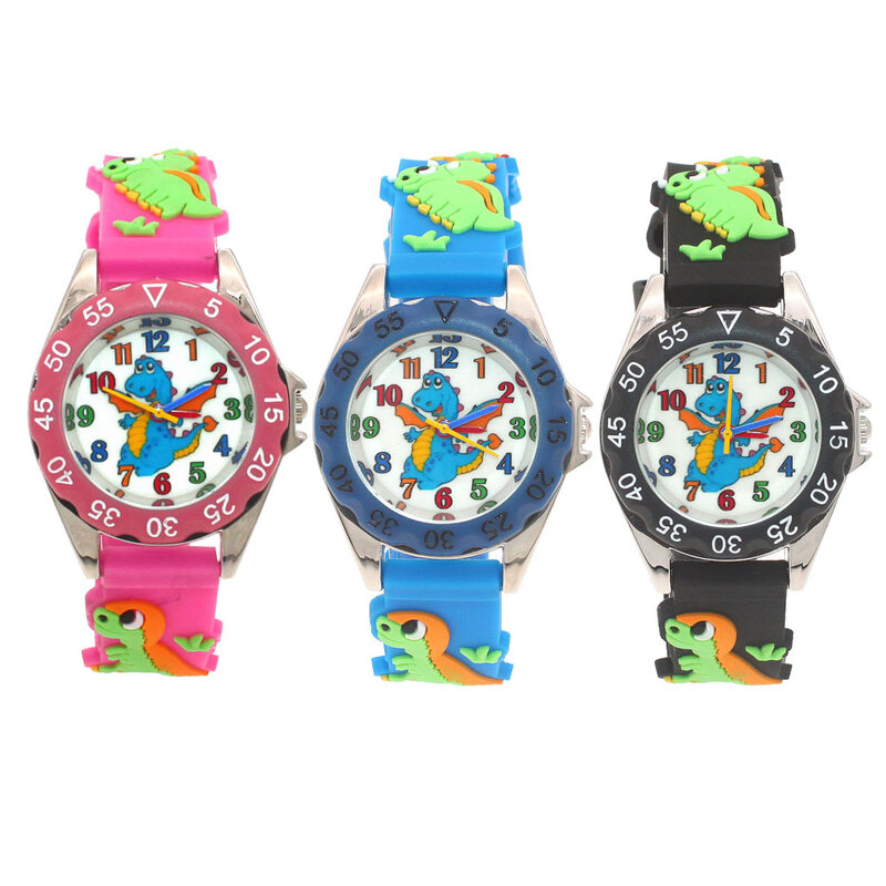 Bonito menino relógios dinossauro crianças meninas meninos estudantes silicone quartzo relógios festa presente relógios de pulso esporte