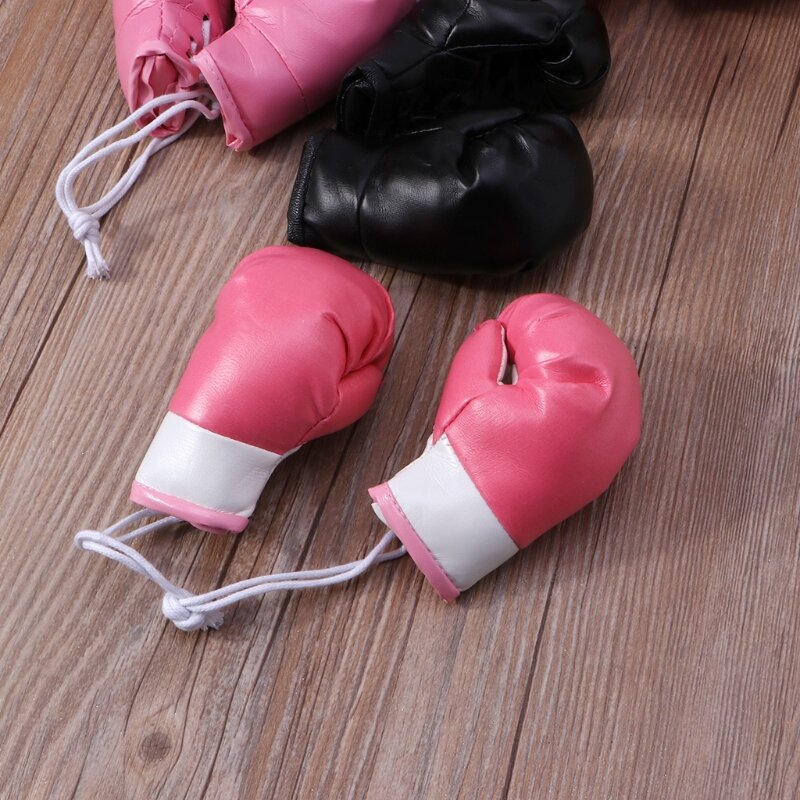 Mini guantes de boxeo para colgar en la pared del hogar, accesorios de decoración en miniatura, Color sólido, 2 unids/par
