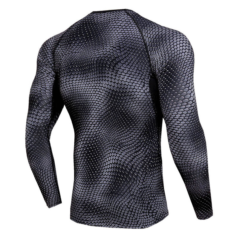 Szybkoschnąca odzież sportowa koszulka treningowa mężczyźni kompresja domowa siłownia drukuj 3D T koszula z długim rękawem sport oddychająca skóra termiczna koszulka