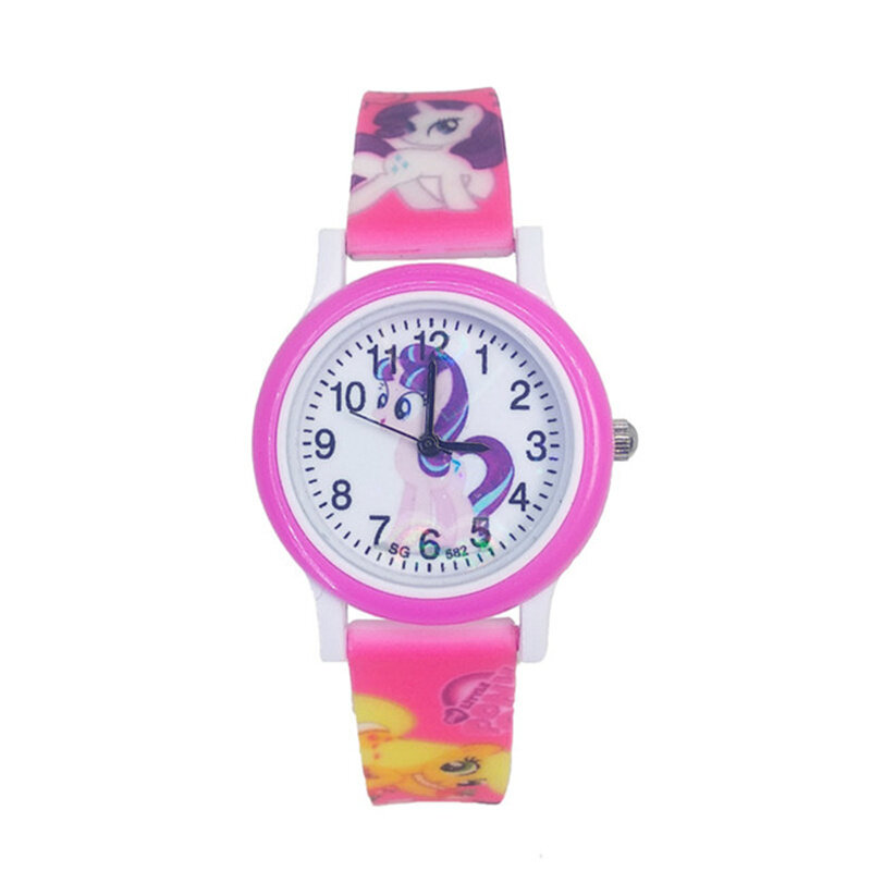 Relógio infantil pony 3d, relógio de quartzo, unicórnio, para meninos e meninas, presente para crianças
