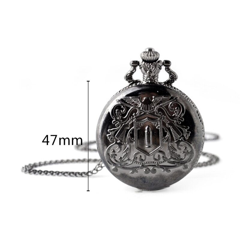 Relógio de quartzo de bolso antigo padrão de bala fosco masculino corrente pingente presente