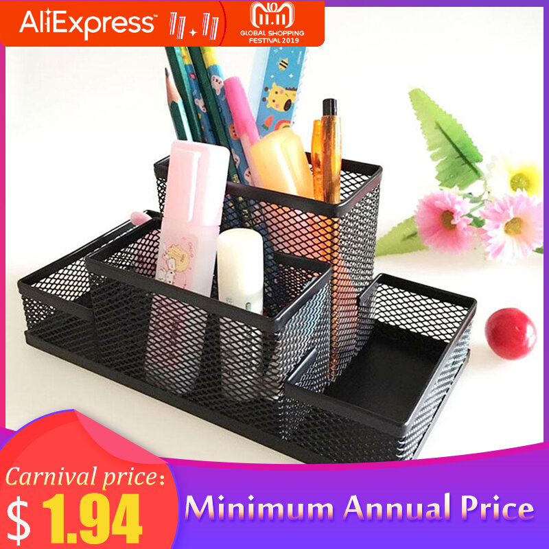 None Fashion Multi-function Office Supplies Desk Organizer Mesh Collection Pen Holder for  birthday gift r20