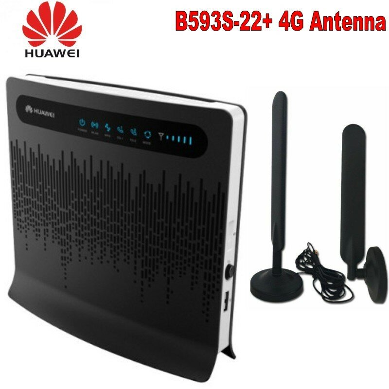 HUAWEI B593s-22 4G LTE 150Mbps Cat 4 FDD TDD CPE Mobile Wireless Router+HUAWEI Original 4G LTE External 2x Antenna for B593 SMA