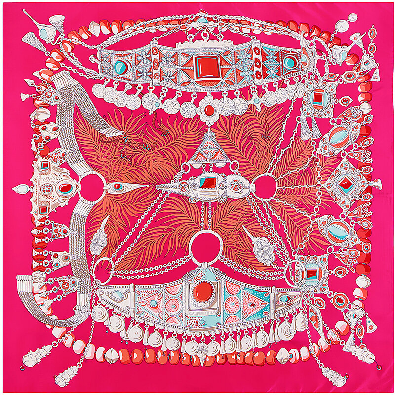 Bufanda de seda de sarga con colgante de piedras preciosas para mujer, chal cuadrado grande, Poncho, 130cm x 130cm, 2021
