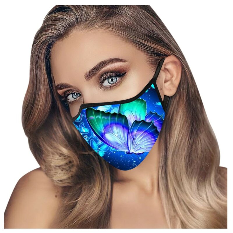 Unisexe lavable et papillon imprimé masques mode réutilisable bouche visage chaud coupe-vent masque facial produit
