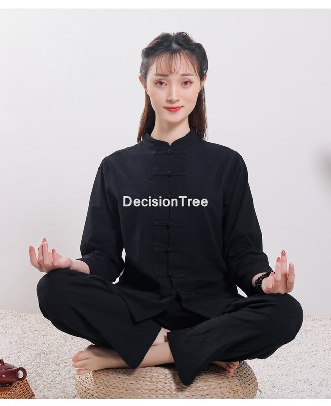 2023 Vrouwen Yoga Workout Set Tai Chi Martail Arts Uniform Kleding Linnen Losse Wijde Pijpen Broek Kung Fu Tai Ji Oefening Casual Pak