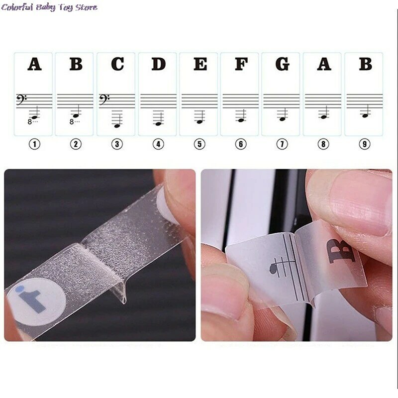 Pegatina de Piano transparente para teclado electrónico, calcomanía de música