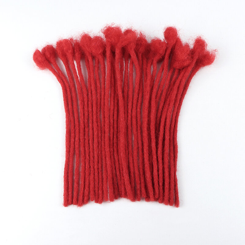 Extensiones de cabello humano 100%, mechones de pelo rojo completamente hecho a mano, 0,6 cm de espesor, 60 hebras
