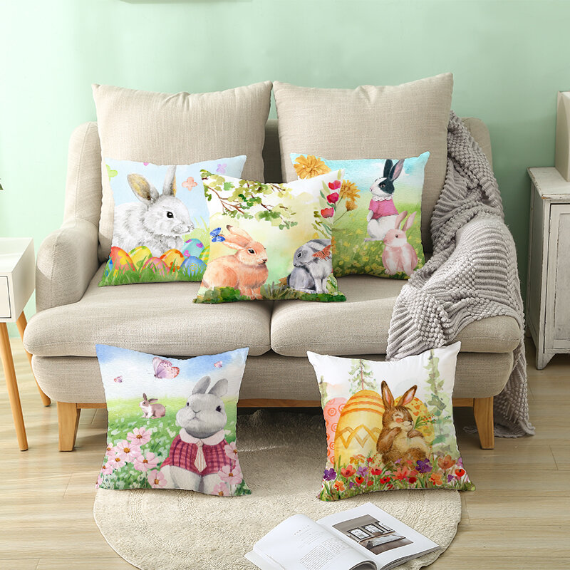 45x45cm 3D Easter Cushion Cover Happy Easter Day Decoration Pillow Case Party Favors for Home Sofa Children Room Decor