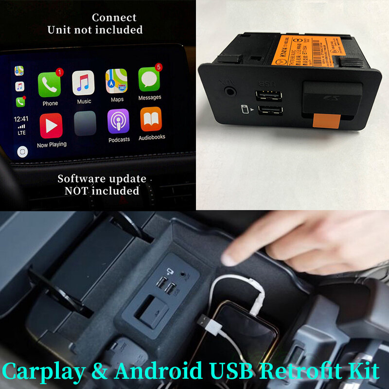 Mazda Apple CarPlay et Android Auto USB Retrofit Kit, Support Mazda 3/6/CX5/CX3/CX9/MX5-TK78 66 9U0C K1414 C922 V6 605A