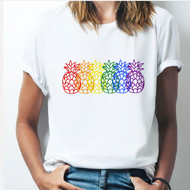 Ropa de frutas Piña camiseta de moda para Mujer camiseta gráfica camisetas Kawaii para Mujer r HON 
