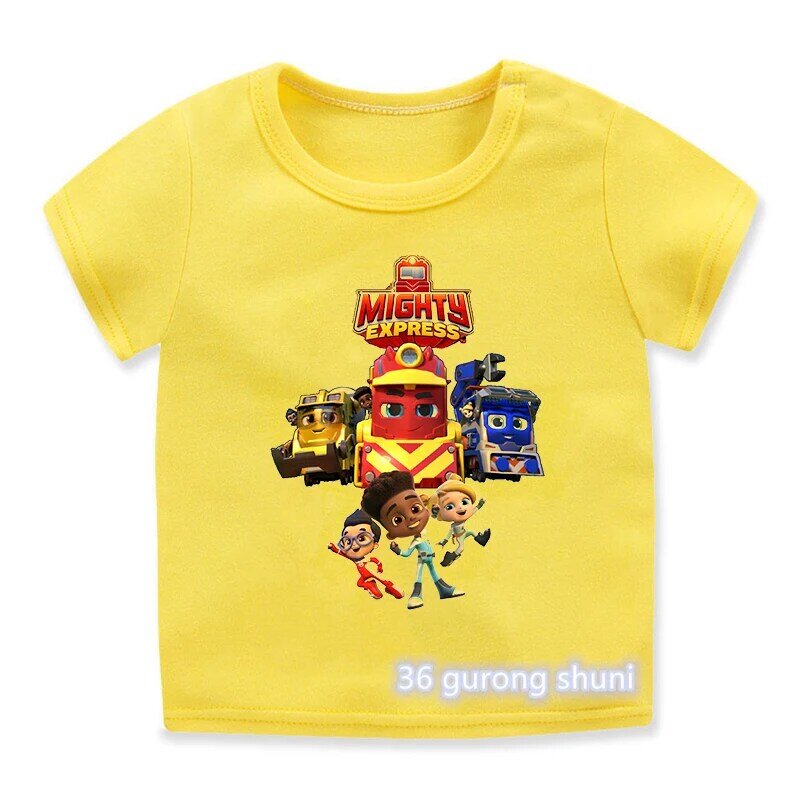 Nieuwe Hot Verkoop Jongens T-shirt Fun (Mighty) express Cartoon Kids T-shirt Zomer Leuke Peuter Baby Tshirt Jongens Kleding Wit Shirt Tops