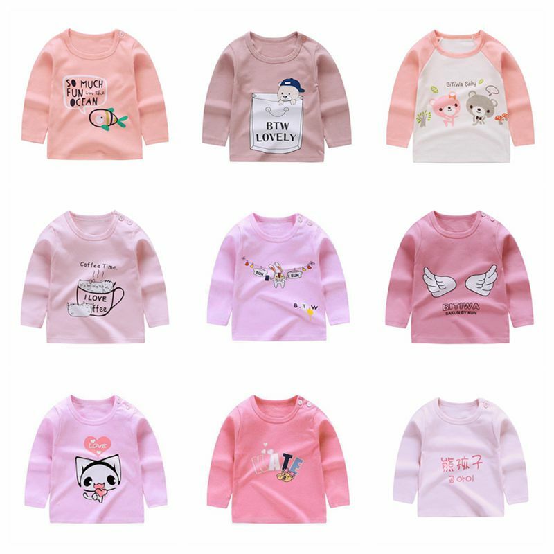19 New Baby Clothing Kids Fashion Casual Long Sleeve Tshirt Cotton Baby Boys Girls Print Wear