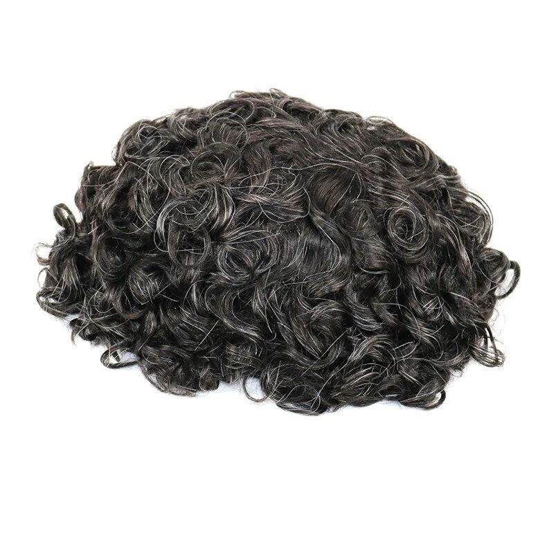 Парик мужской с кудрявыми волосами 22 мм, сменные мягкие натуральные волосы t System 1B10, цвет 8x10 дюймов