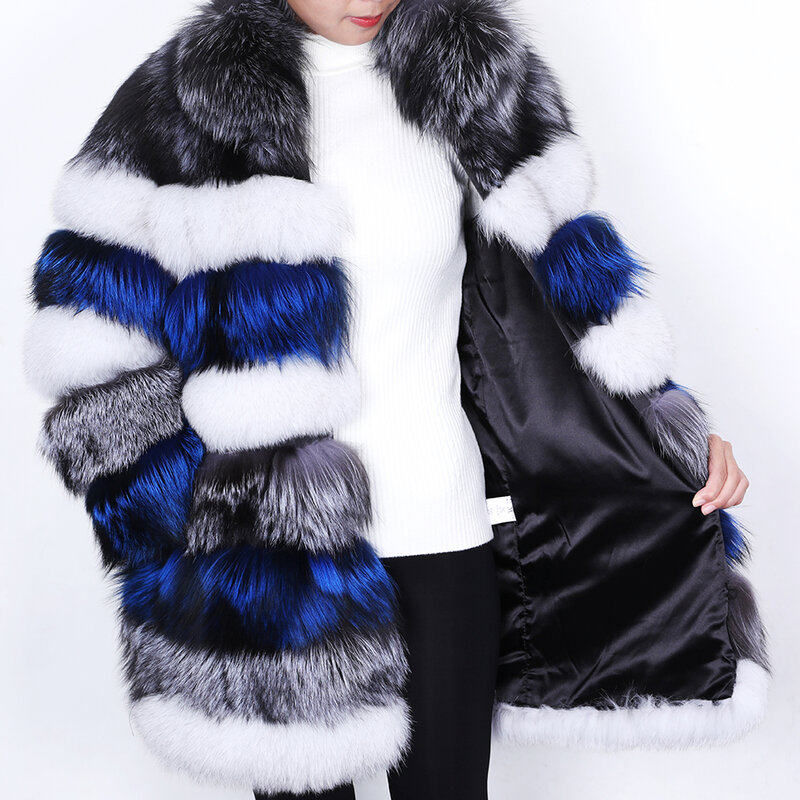 Maomaokong2020-abrigo de piel de zorro Natural para mujer, chaleco cálido, chaqueta de pie