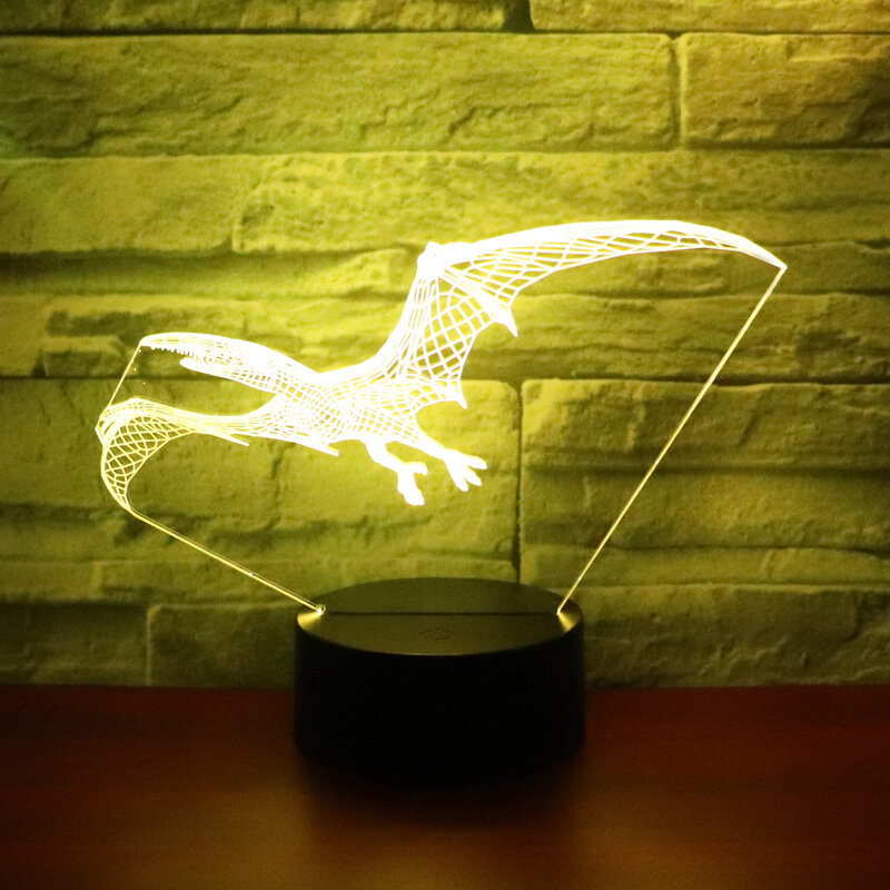 3D LED lampka nocna szybujący dinozaur pterozaur pochodzą z 7 kolory jasne dla domu lampa dekoracyjna niesamowita wizualizacja optyczna