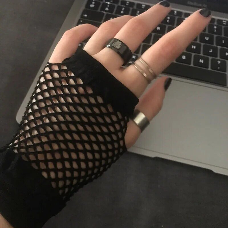 Женские короткие сетчатые перчатки 1 пара, перчатки без пальцев в стиле панк-рок, причудливые пикантные модные для ночных клубов Вечерние