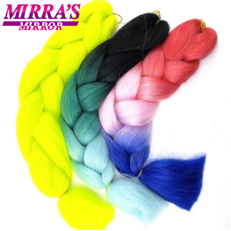 Trenzas Jumbo sintéticas, extensiones de cabello trenzado de 24 pulgadas, cabello falso ombré para trenzas de caja de ganchillo, azul, rosa, púrpura