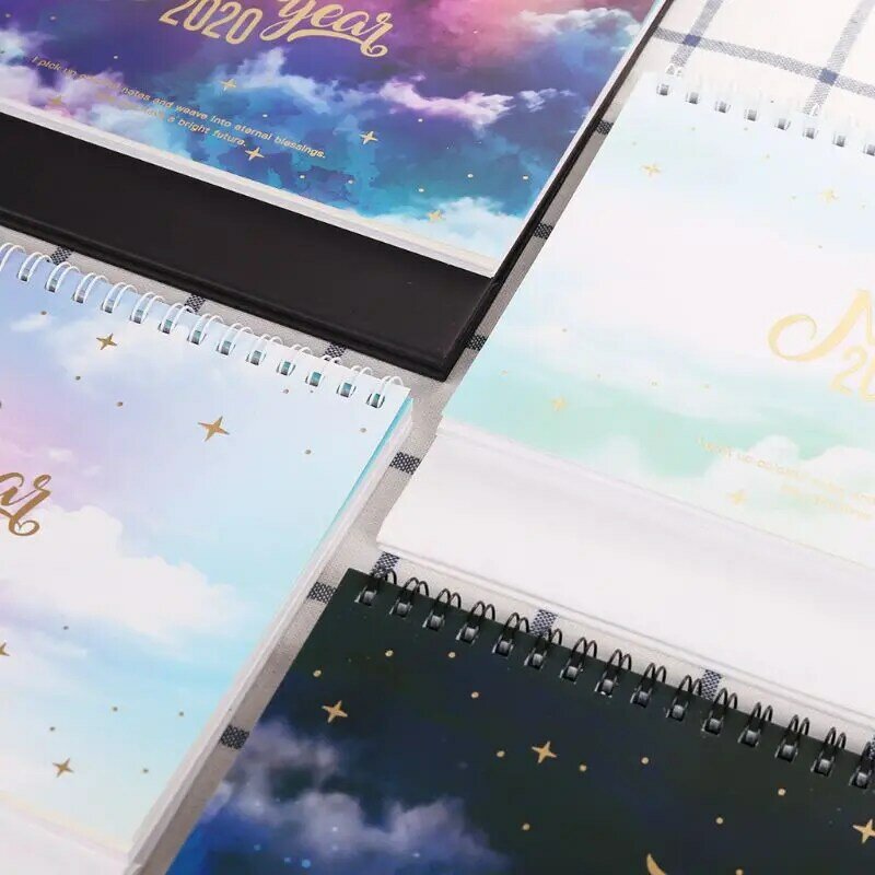 2020 Dreamy Colorful Desktop Standing Coil Paper Calendar Memo Daily Schedule Table Planner Yearly Agenda Organizer U1JA