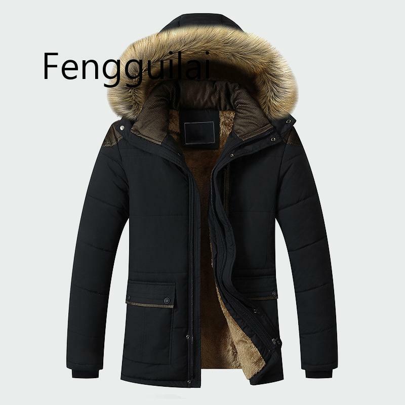 Куртка мужская зимняя с капюшоном, брендовая модная повседневная приталенная плотная теплая парка, длинное пальто