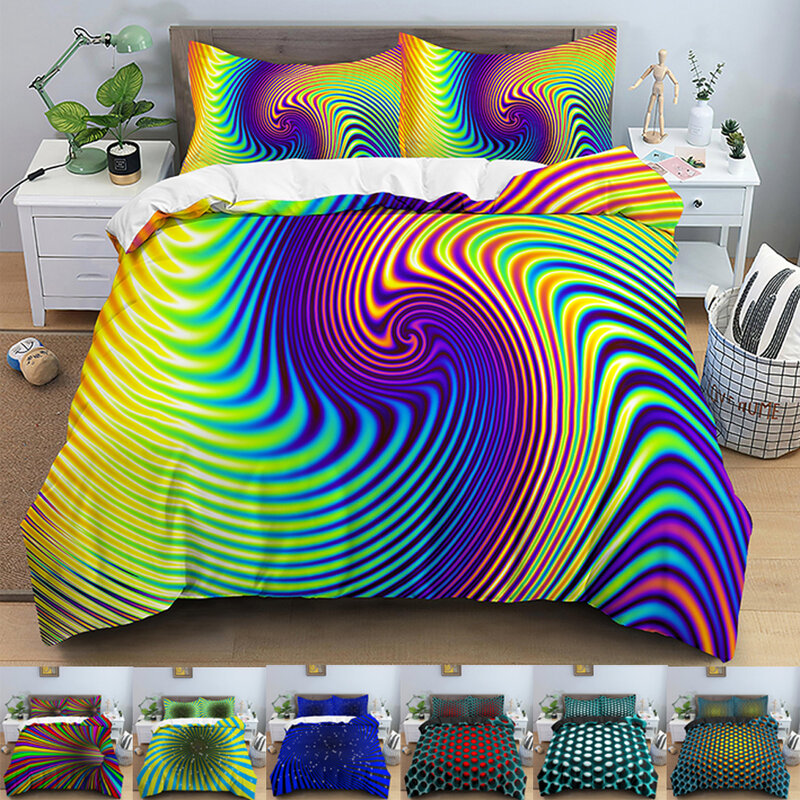 Abstrato psychedelic conjunto de cama mystic conjunto capa edredão & fronha colcha capa ue duplo tamanho king size adulto crianças acessórios cama