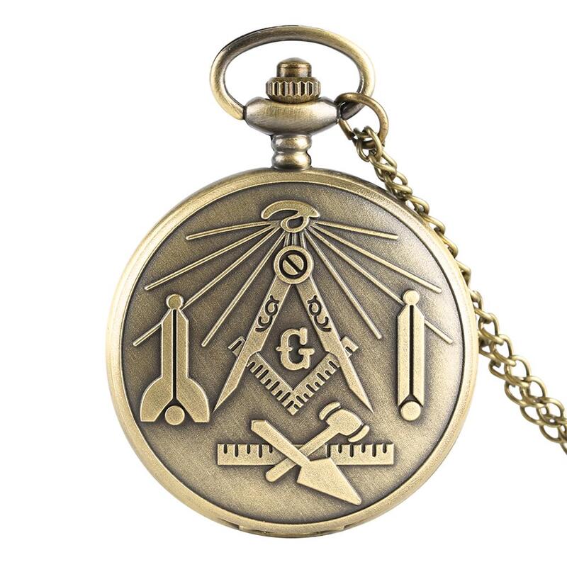Antigo freemason g dial chrome quadrado e bússola mason masonic colar pingente relógio de bolso de quartzo melhores presentes para freemason