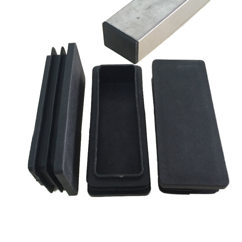 1/2/4 pces 50x100mm retângulo plástico preto blanking tampa de extremidade tubo tubo inserção plug bung preto/branco