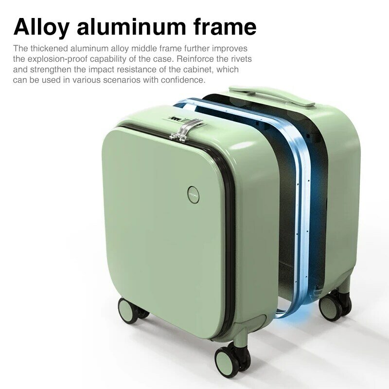 Mixi neues Patent Design weitermachen Koffer Frauen 18 Zoll Roll gepäck Männer Polycarbonat Aluminium rahmen elegant edel